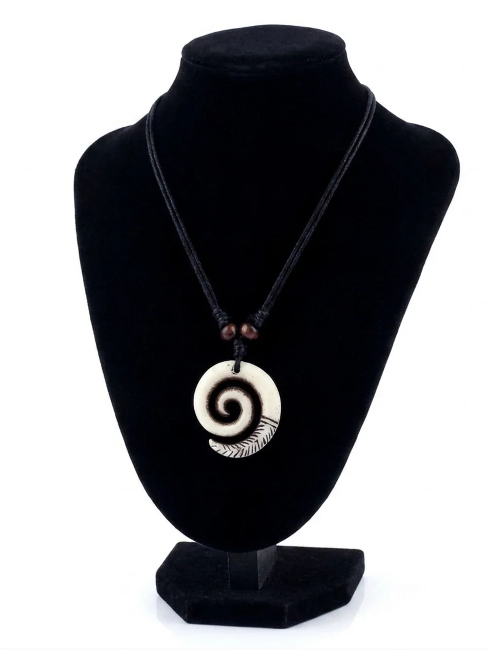 New Handmade Boho Hawaiian Tribal Engraved Spiral Helix Hook Pendant Necklace